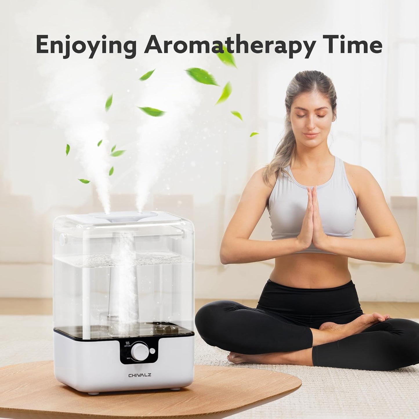 CHIVALZ Humidifiers for Bedroom Large Room Home, 6L Cool Mist Humidifier for Baby and Plant, Oil Diffuser, Top Fill Humidifier with Night Light, Quiet 26dB, Up to 50H, White 1Pack