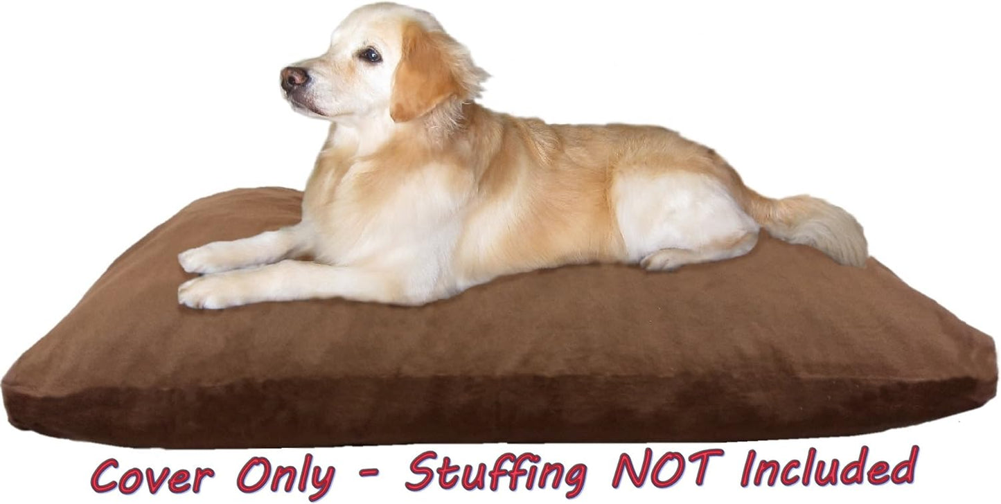 Dogbed4less 55X37X4 Inches Brown Color Denim Jean Dog Pet Bed External Zipper Cover - Replacement Cover only