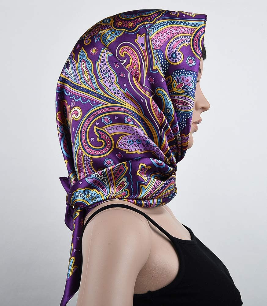 corciova 35x35 Large Square Satin Hair Scarf for Women – Silk-Feel Head Wrap, Night Protection, Fashion Bandana & Headscarf