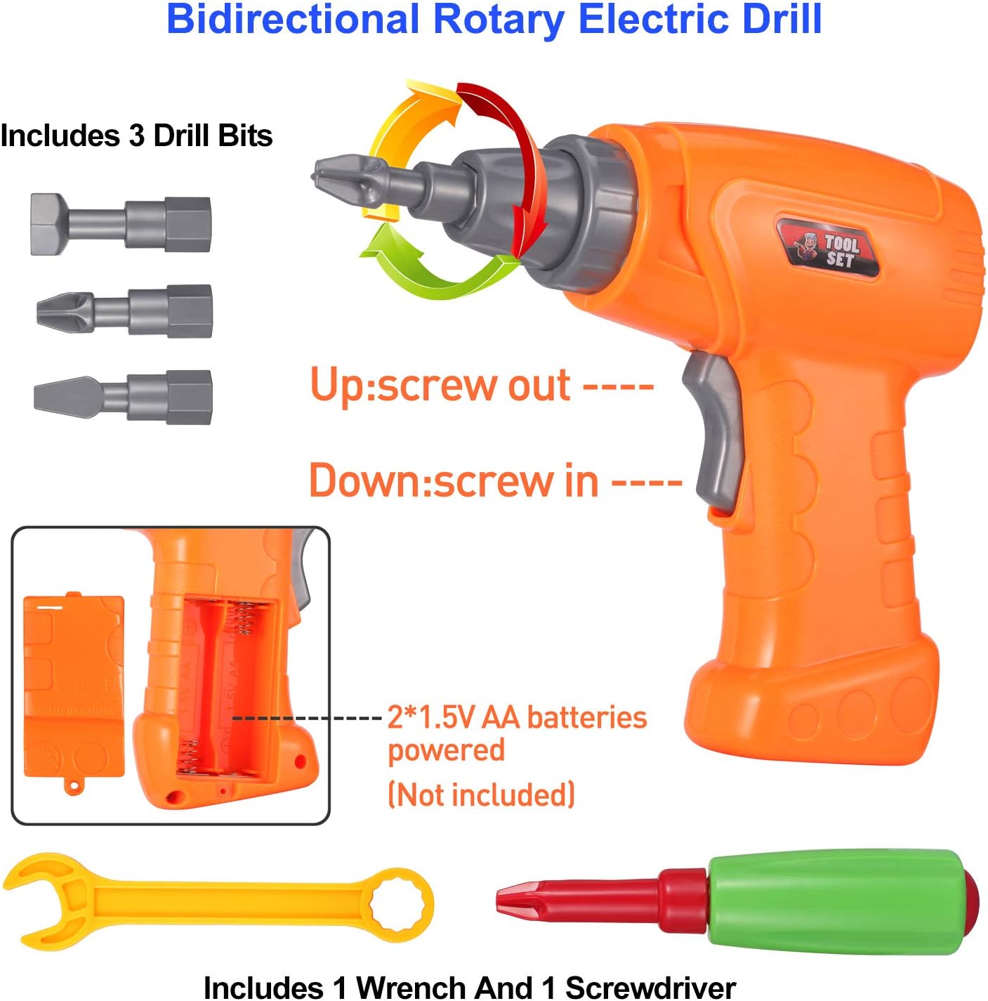 Haifeng 223 Pieces Kid Screwdriver Toy, Greative Drill Set, STEM Building Montessori Play Toolbox, Game Activities Center for Kids Ages 3-10 Years Old