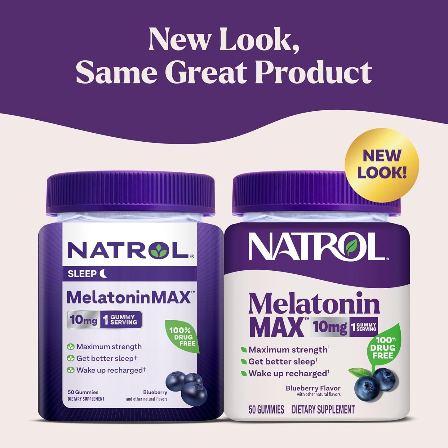Natrol Melatonin 10mg Sleep Aid Supplement, 50 Count MelatoninMax Gummies, Blueberry Flavor, 10 mg Melatonin Gummies for Occasional Sleeplessness, 50 Day Supply