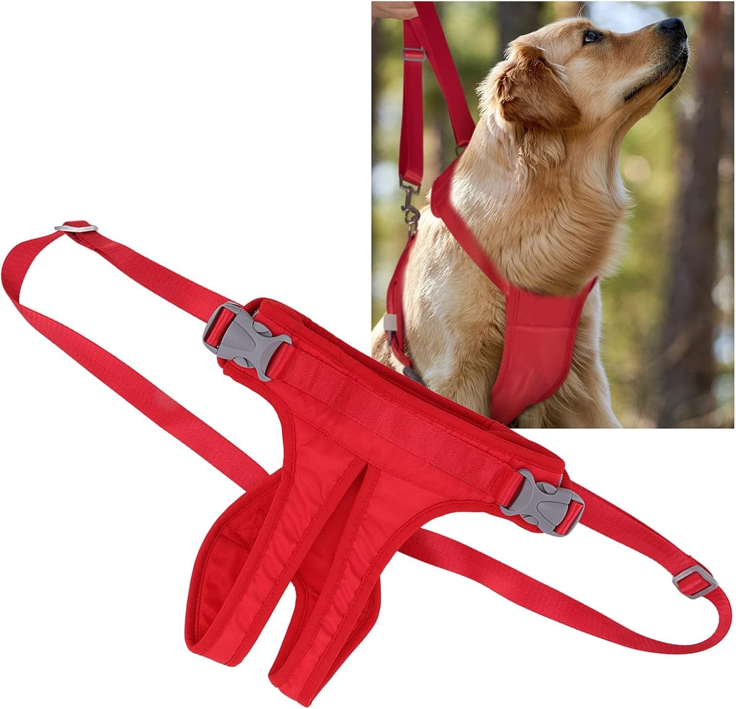 Dog Lift Harness Adjustable Comfortable Pet Rear Support Aid Sling for Small Medium Large Dogs Cats with Arthritis Weakness Post Surgery Fleece Lining (M)