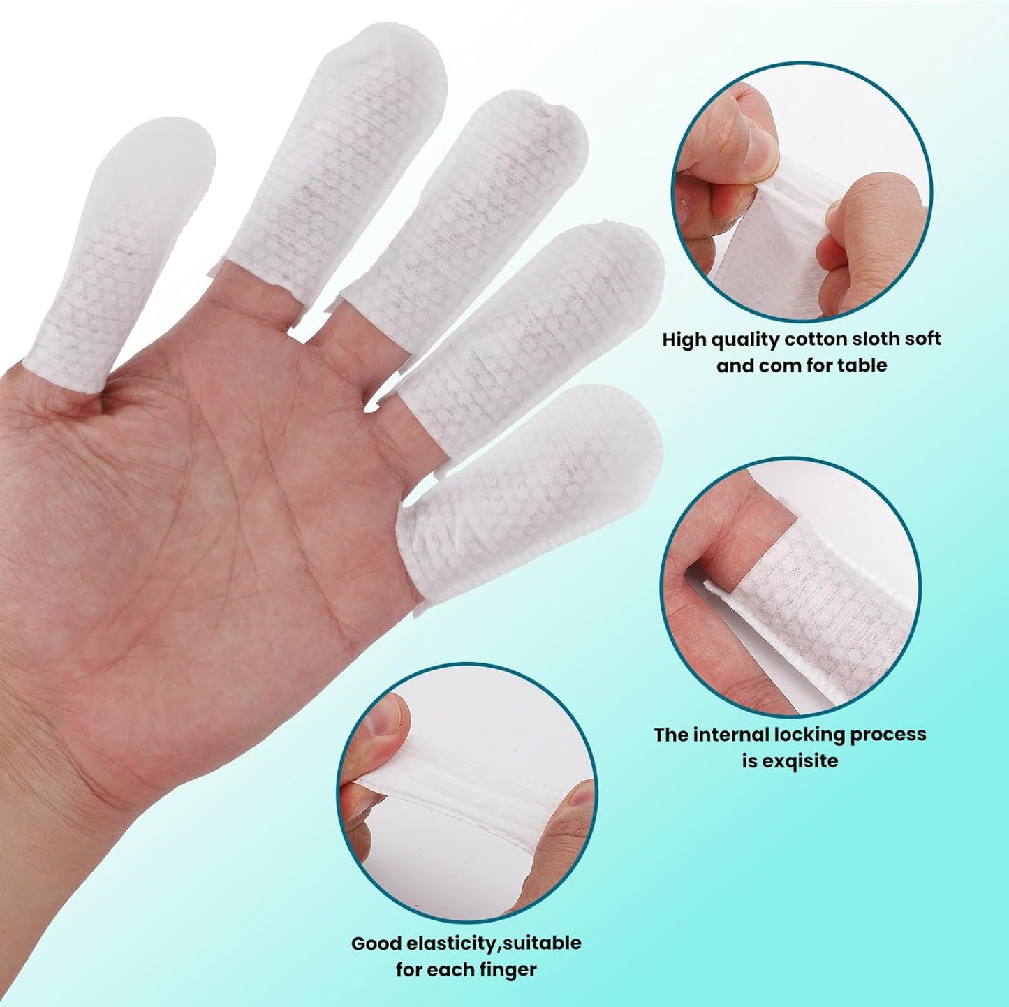 200 Pcs Cotton Finger Cots, Finger Covers Protection for Finger Tips, Ear Cleaning Pads Finger Wipes for Dogs Ears, Nails Cleaning Dog Cat Teeth Cleanings Grooming Nail Trimming Precise Tasks
