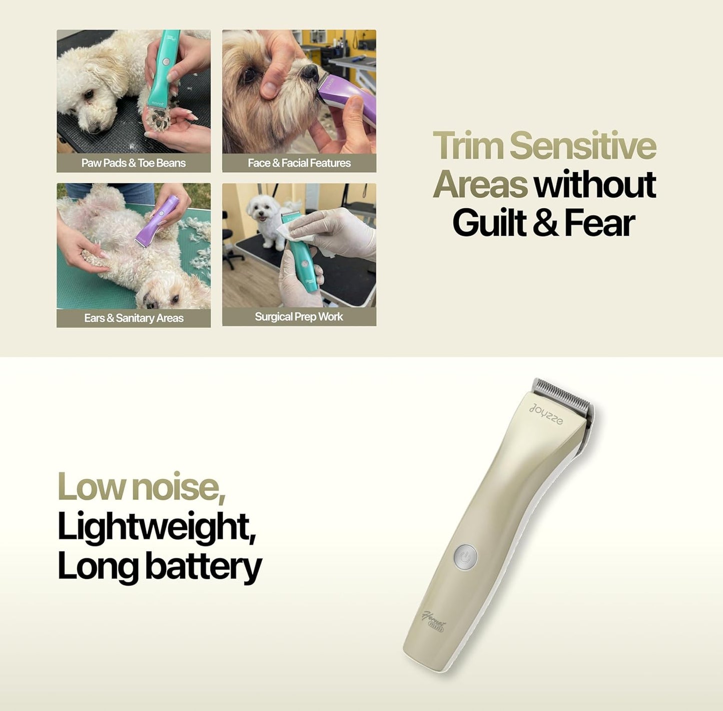Hornet Mini Trimmer - Compact and Portable Pet Trimming Dog Clippers for Grooming - Low Noise, Rechargeable Cordless Pet Hair Grooming Clippers