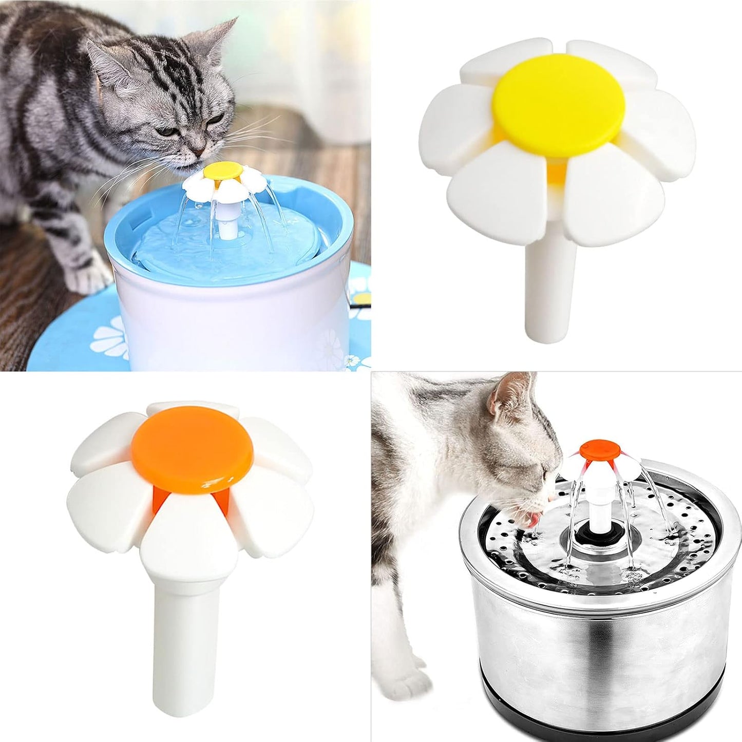 for Cat Water Fountain Replacement Nozzle Flower for Head Accessories for Pet Dog Water Drinking Dispenser Orange/Yell