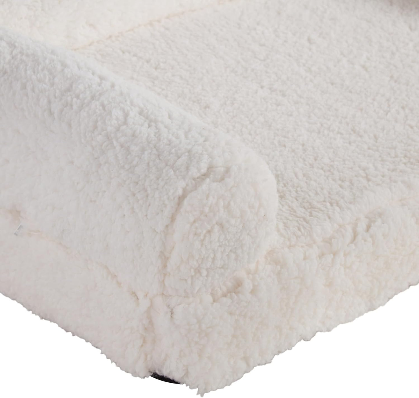 Molly Cozy Sherpa Sofa Style Dog Bed with Removable Cover - Medium (29" x 20") - Snow