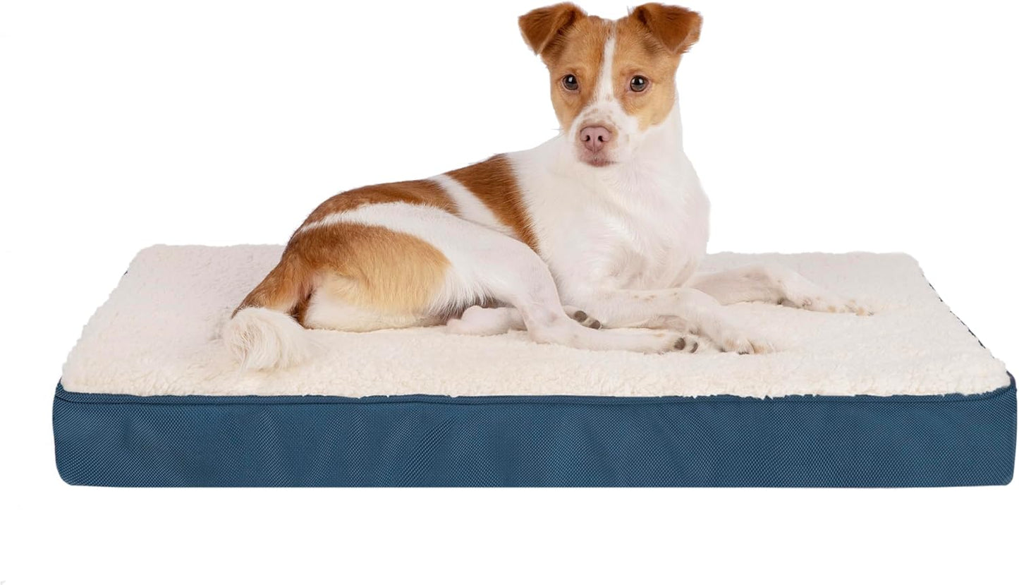 Best Pet Supplies 소형, 중형, 대형견을 위한 부드러운 플러시 귀여운 실내 강아지 침대 - 블루, 88.9x55.9x10.2cm(35x