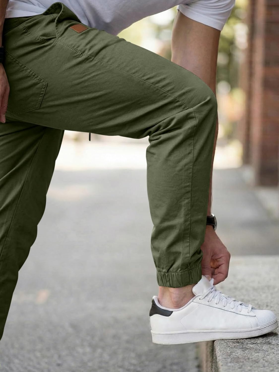 JMIERR Mens Casual Joggers Pants - Cotton Drawstring Chino Cargo Pants Hiking Outdoor Twill Track Jogging Sweatpants Pants