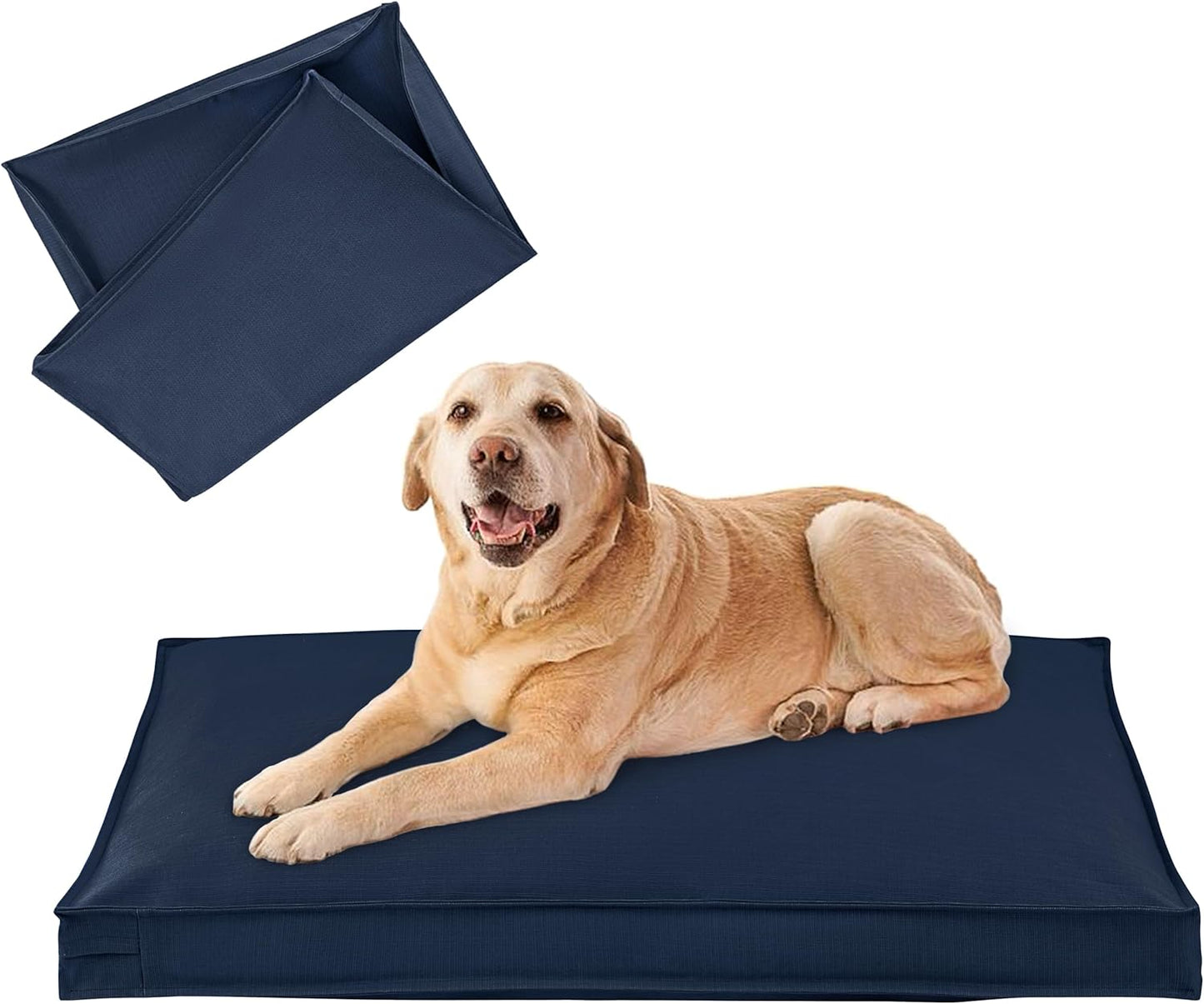 Dog Bed Covers Replacement Washable, Waterproof Dog Bed Cover with Zipper, 44Lx32Wx3H inch Durable Oxford Pet Bed Cover for Outdoor/Indoor Use, Cover Only, Navy Blue