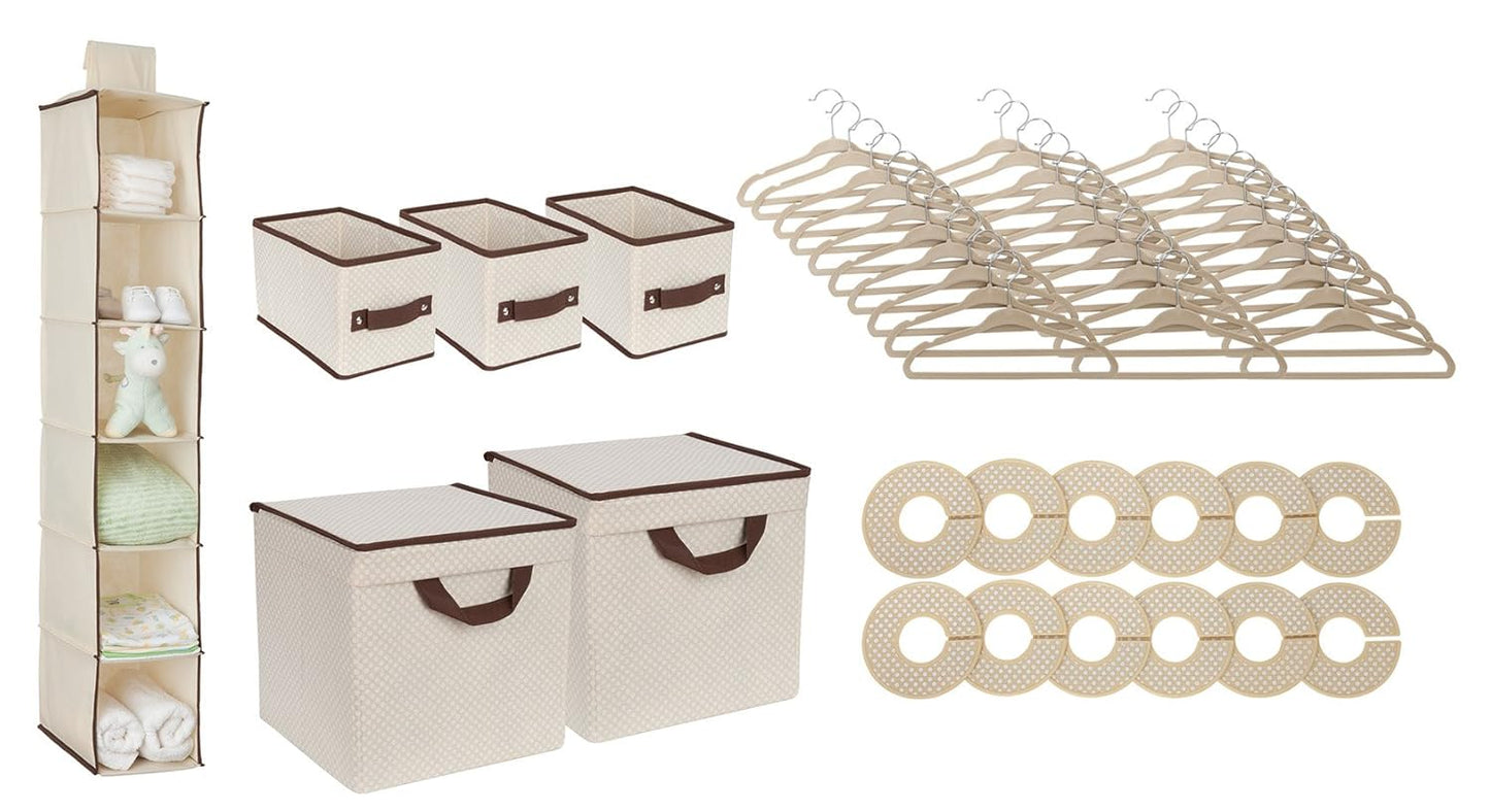 Delta Children Nursery Storage 48 Piece Set - Easy Storage/Organization Solution - Keeps Bedroom, Nursery & Closet Clean, Beige