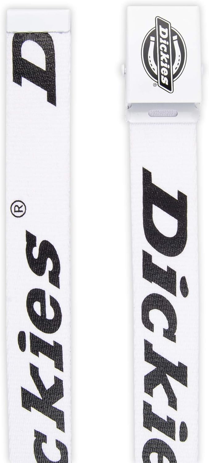 Dickies mens Fabric Web Plaque Logo Buckle Belt - One Size Cut-to-fit- Fits Up to Size 42" Waist