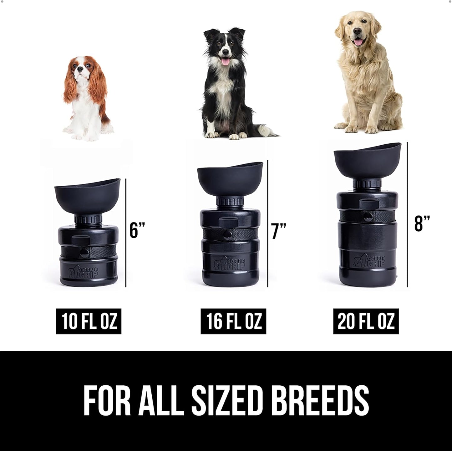 GORILLA GRIP Dog Water Bottle, Portable Water Bowl Dispenser for Dogs, 12 oz Leak Proof Pet Travel Squeeze Bottles Food Grade Silicone, Pet Stocking to Go Puppy Essentials, Black