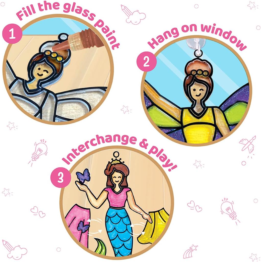 Imagimake Window Art Princess | Suncatcher Kit | Arts and Crafts for Kids Ages 8-12 | Girls Toys Age 6-8 | Easter Unicorn Gifts for Girls | 5 Year Old Girl Gift | 8 Year Old Girl Birthday Gift