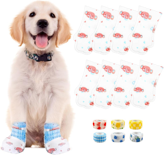 Disposable Dog Booties for Dog Cats,40Pcs Pet Booties Waterproof and Breathable with Adjustable Bandage,Paw Socks Protector for Small Medium Large Dogs,Disposable Dog Boots