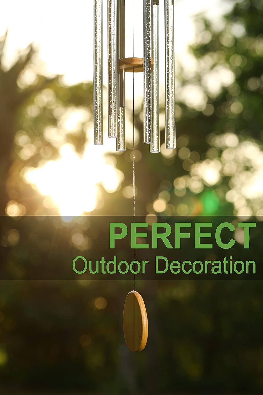 Solar Wind Chimes for Outside, DesGully 6 LED Tubes Color Changing Outdoor Clearance Unique Garden Decor Colorful Patio, Gifts for Her/Him (37" Long)