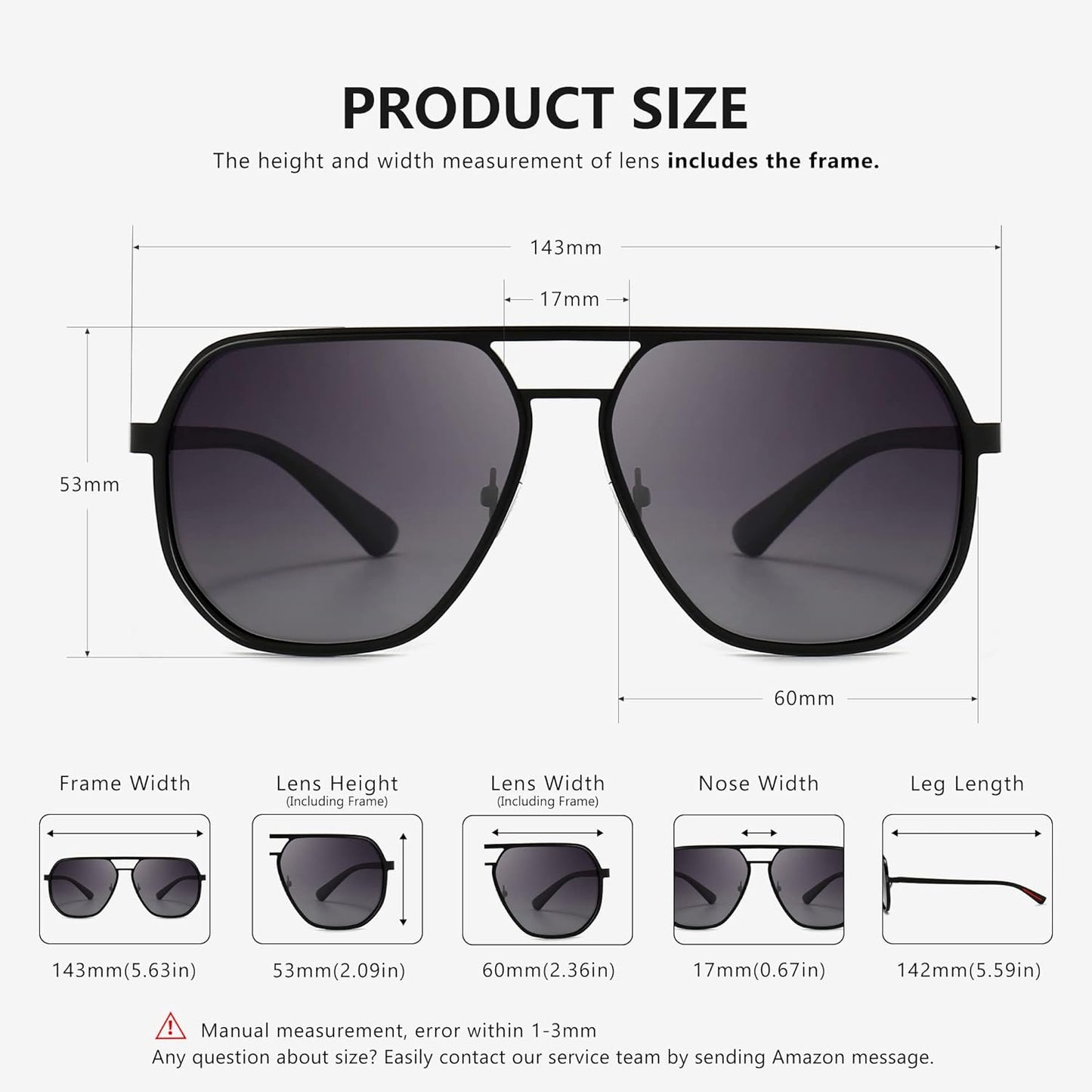 SUNGAIT Polygon Aviator Sunglasses for Men Polarized Trendy Square Sun Glasses Retro Pilot Shades UV Protection