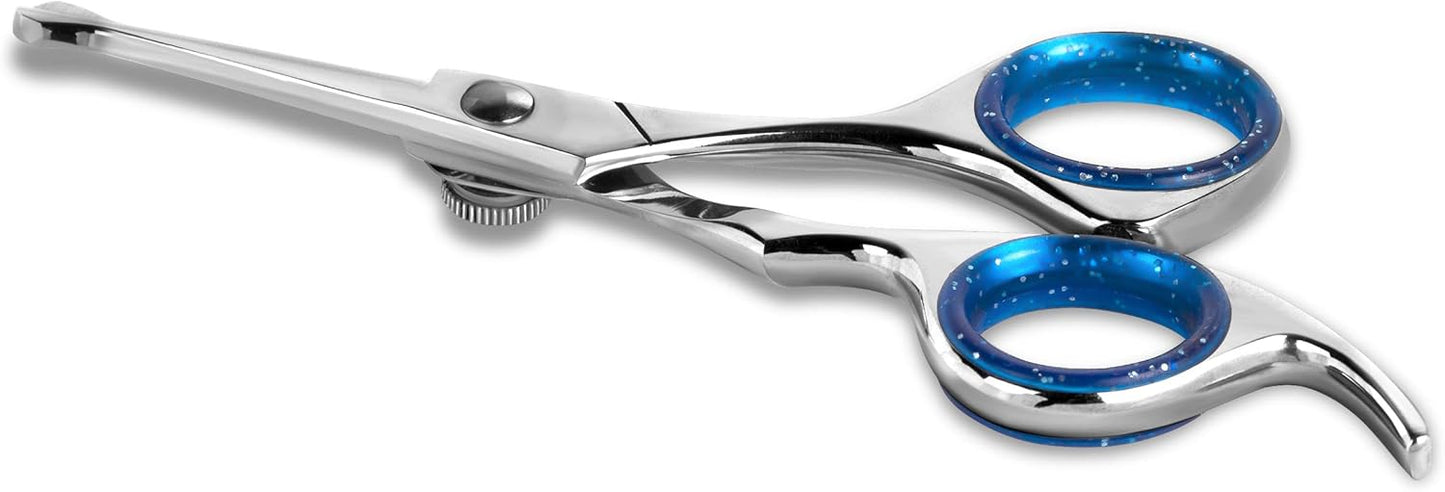 Laazar Straight Dog Grooming Scissors - Comfortable Around The Eyes Cat & Dog Scissors | Blunt Dog Trimming Scissors| Premium Stainless Steel | Grooming Scissors For Dogs - Dog Hair Scissors