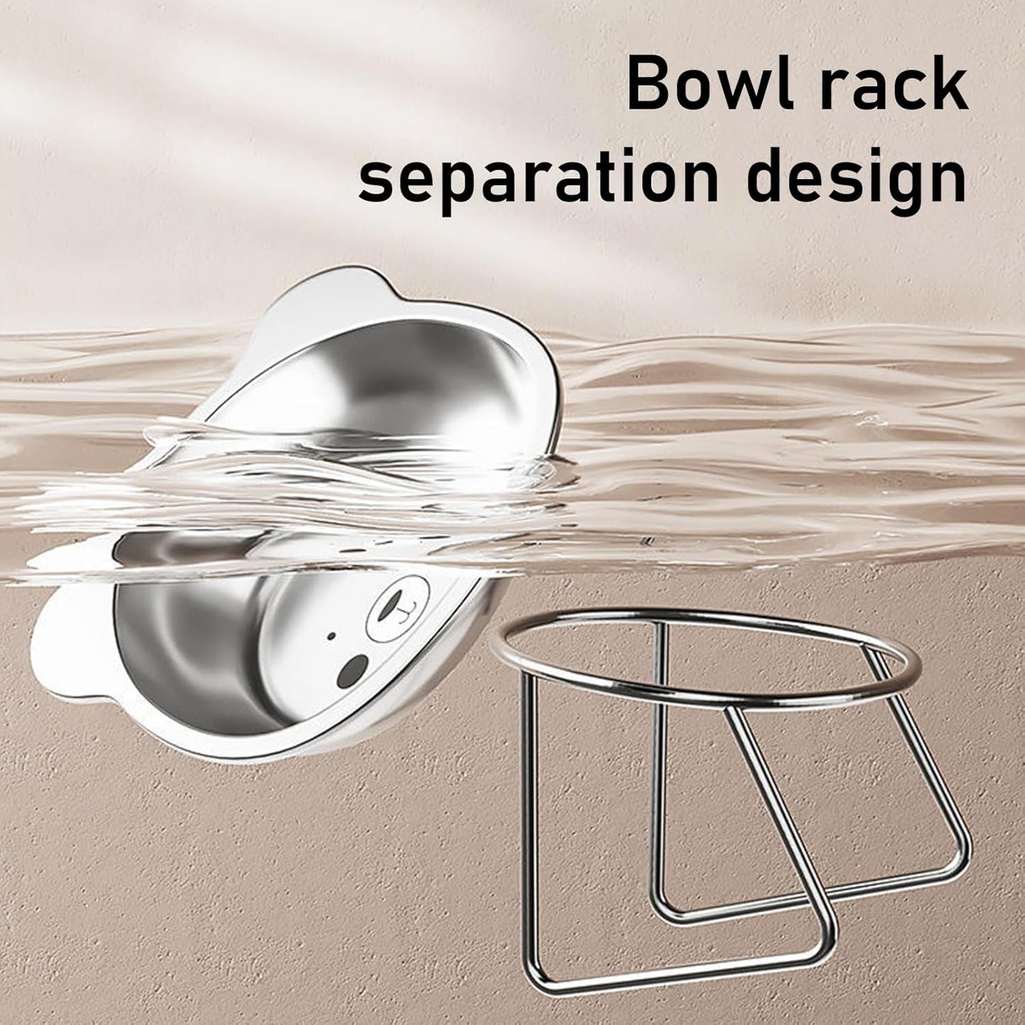 Elevated Cats Bowl, Beard Friendly, Raised Food Stainless Steel Pet Food with Metal Stand for Small Dog Stainless Steel Raised with Stand