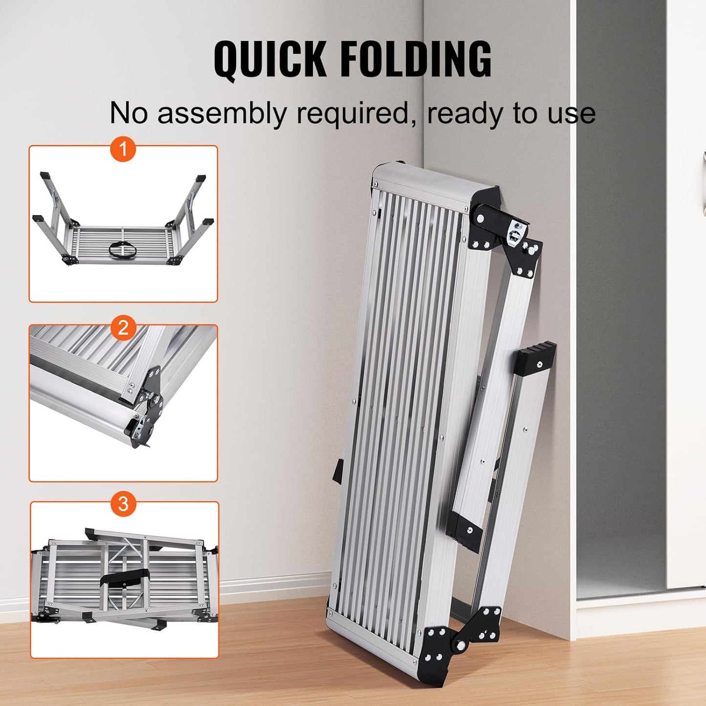 VEVOR Folding Work Platform, 30"×12"×20" Aluminum Drywall Stool Ladder, 330 lbs Load Capacity Heavy Duty Work Bench w/Non-Slip Feet, Ideal for Washing Vehicles, Cleaning, Painting, Decorating