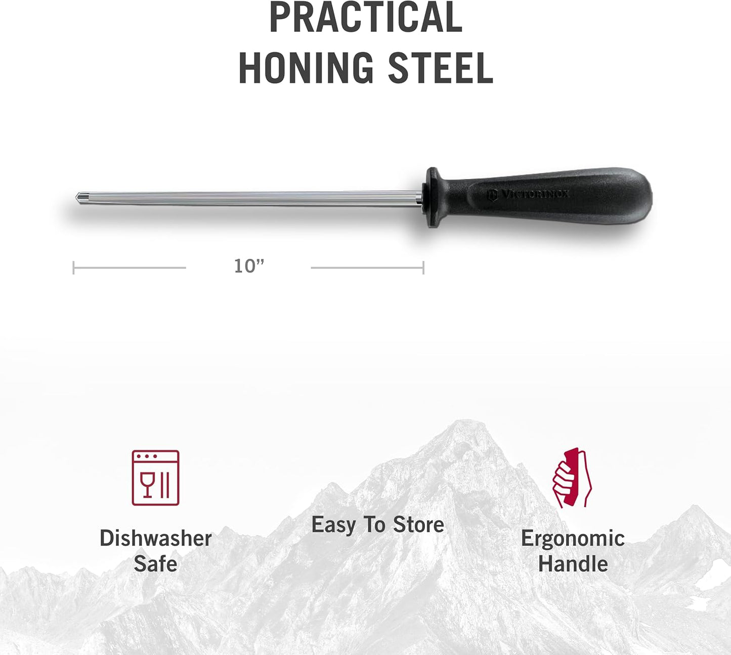 Victorinox Swiss Army Cutlery Swiss Classic Fibrox Honing Steel, 10-Inch, Multicolor (6.8002.US1)