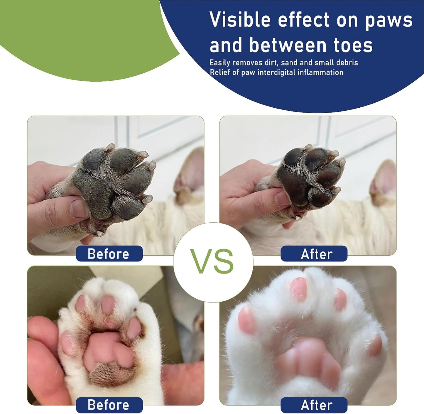 Dog Paw Cleaner- 3.4 oz No-Rinse Paw Cleaner for Dogs Cleans, Nourishes & Moisturizes Pet Toes, Suitable for Dogs, Puppies & Cats