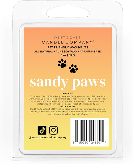 Sandy Paws | Pet Safe Wax Melts | All Natural Soy | Non-Toxic | Dog Friendly | Vet Approved | Long Lasting Home Fragrance | Pet Odor Eliminator | Clean Burning Wax Cubes | Safe Air Freshener