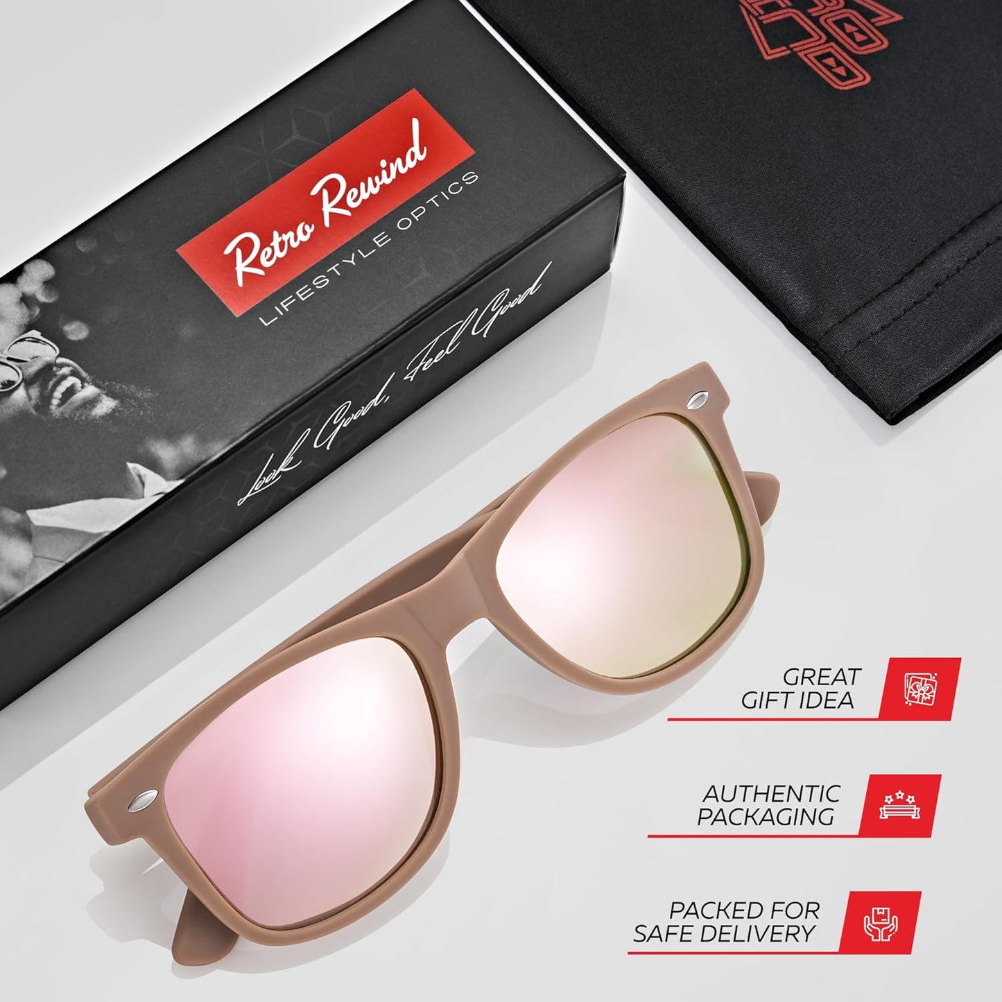 Retro Rewind Polarized Sunglasses for Men and Women - UV Protection Classic Sun Glasses