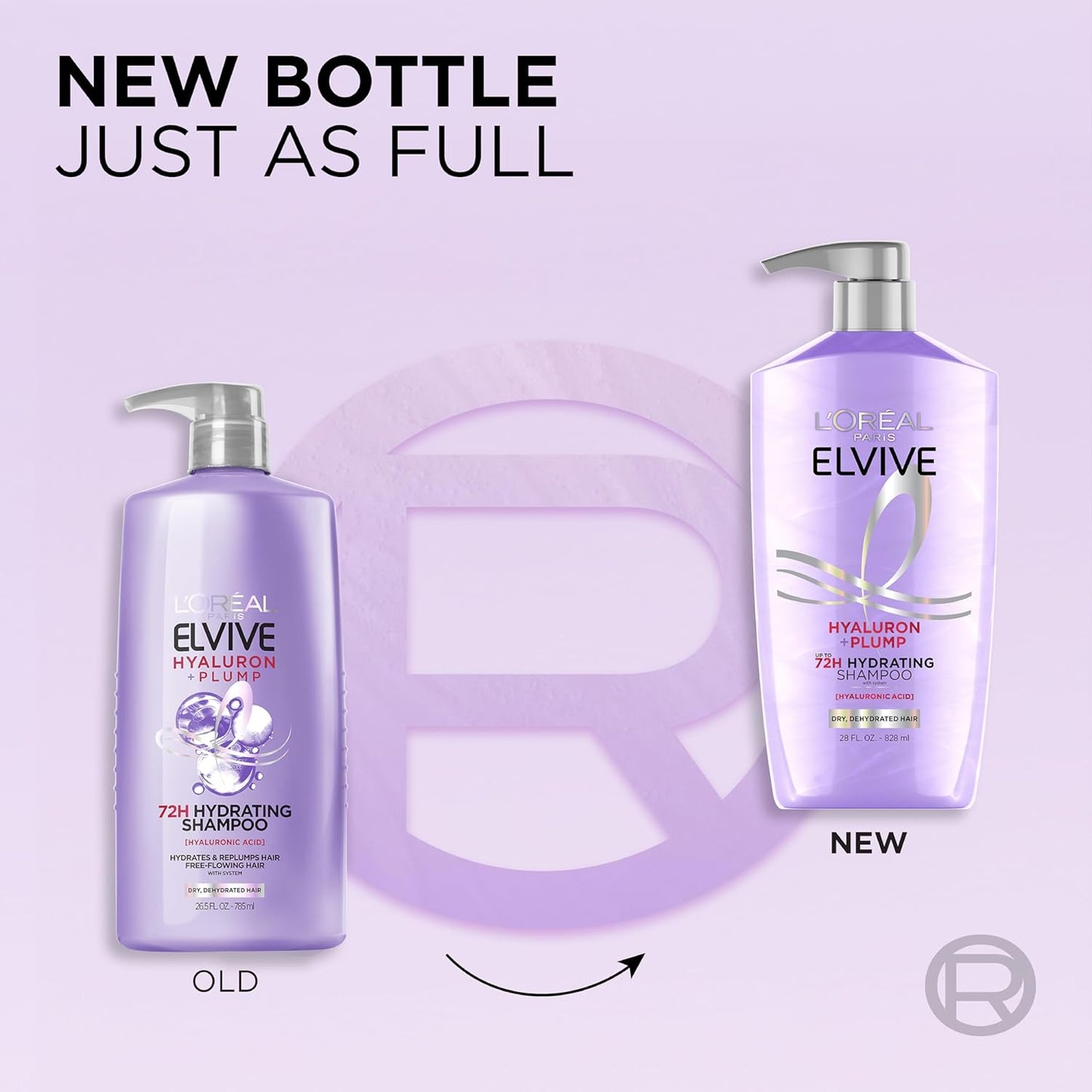 L'Oreal Paris Elvive Hyaluron Plump Shampoo and Conditioner Set for Dehydrated, Dry Hair with Hyaluronic Acid Care Complex, 1 Kit (2 Products)