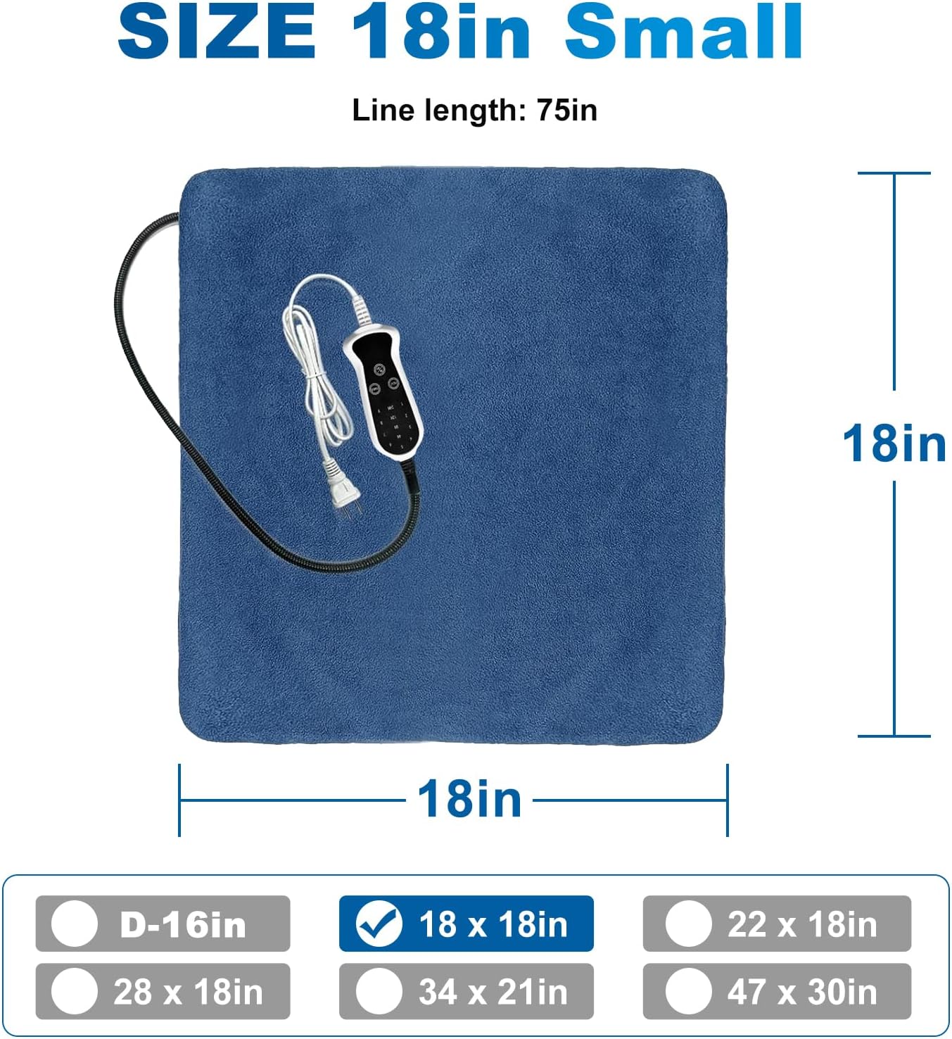 Pet Heating Pad Waterproof for Dogs Cat , 9 gears and time Settings and Metal Protective Tube, Adding Wire Rope Warming ,comes with soft fabric cover.(18.0"Lx 18.0"W x 0.5"Th, Blue Pattern)