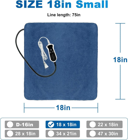 Pet Heating Pad Waterproof for Dogs Cat , 9 gears and time Settings and Metal Protective Tube, Adding Wire Rope Warming ,comes with soft fabric cover.(18.0"Lx 18.0"W x 0.5"Th, Blue Pattern)