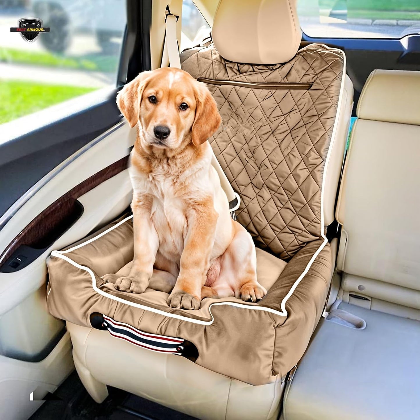 Seat Armour PET2GO101T Pet2Go Tan Car Pet Bed and Seat Cover, 26x20x6, 3.5 lbs
