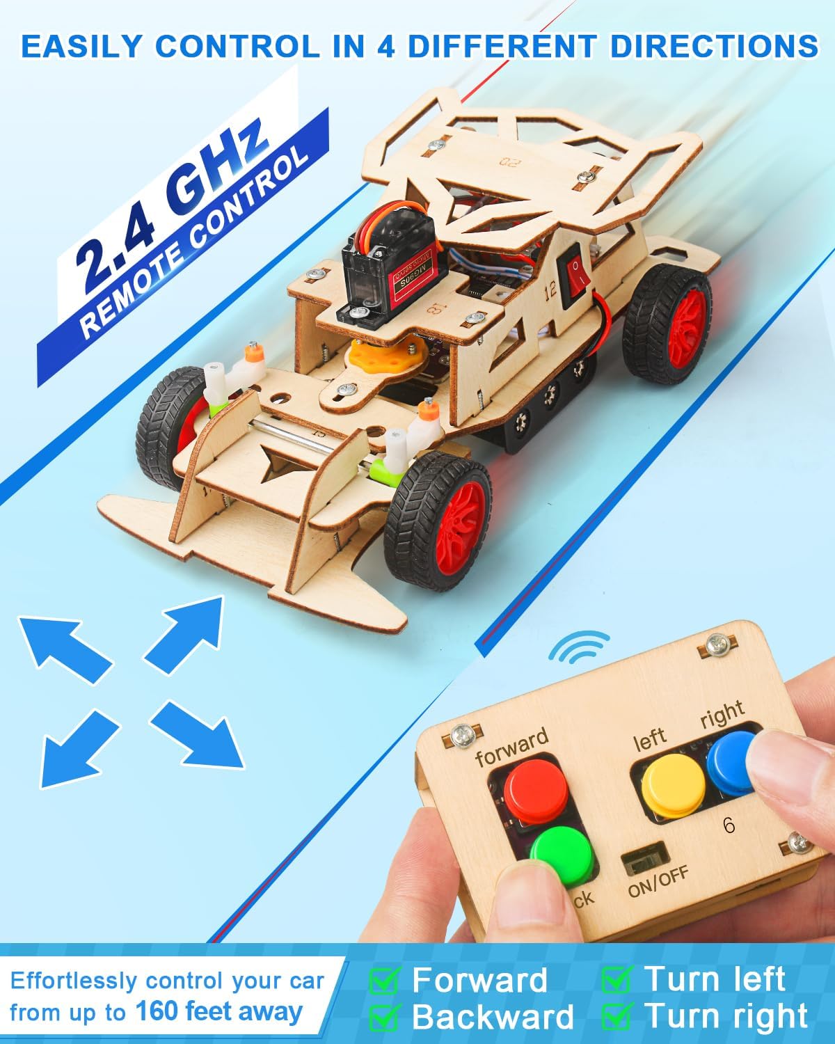 Poraxy STEM Kits for Kids 8-10, STEM Toys for Boys Ages 8-13, Remote Control Car, Wooden 3D Puzzles 8-12 Science Projects Building Model, Birthday Valentines Gifts for 9 11 14 Year Old Teen Boys Girls