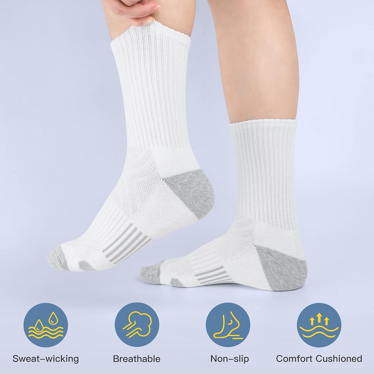 Felicigeely Athletic Crew Socks Cushion Running Socks Performance Breathable Sports Socks for Men