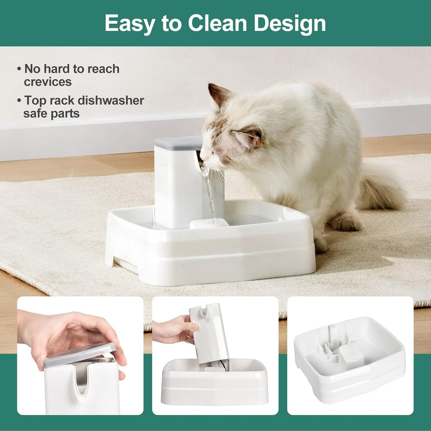 3.1L Medium Pet Water Fountain, Cat Water Fountains, Quiet Automatic Dog Water Drinking Dispenser with Flow Control for Dogs Cats,White
