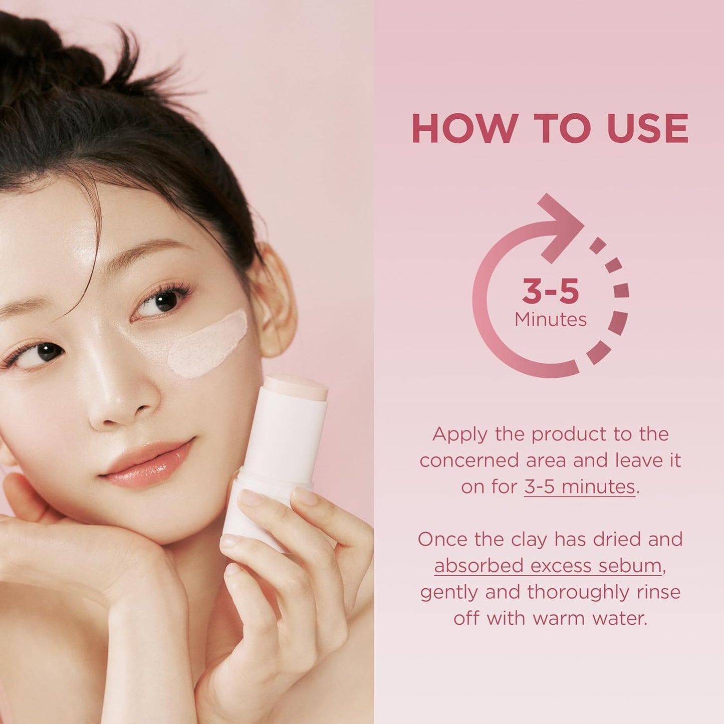 SKIN1004 Poremizing Quick Clay Stick Mask, Face Mask Skincare for Pore Minimizing, Facial Clay Mask with Centella, Pore Minimizer for Sebum Control, Pink Mud Mask, Korean Skin Care, 0.95 oz / 27g