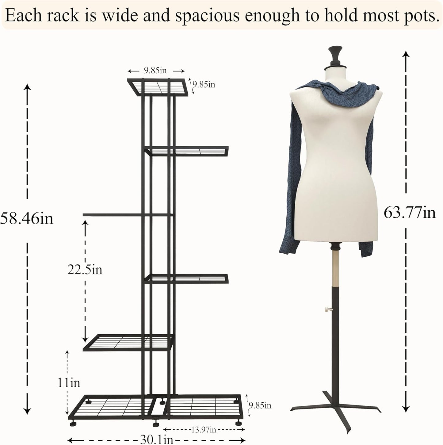 Plant Stand Indoor Outdoor Plant Stands for Patio 6 Tier Tall Plant Stand Metal Flower Shelf Multilayer Flower Holder Modern Black Corner Decoration Racks for Gardern,Balcony,Hallway (6-Tier)
