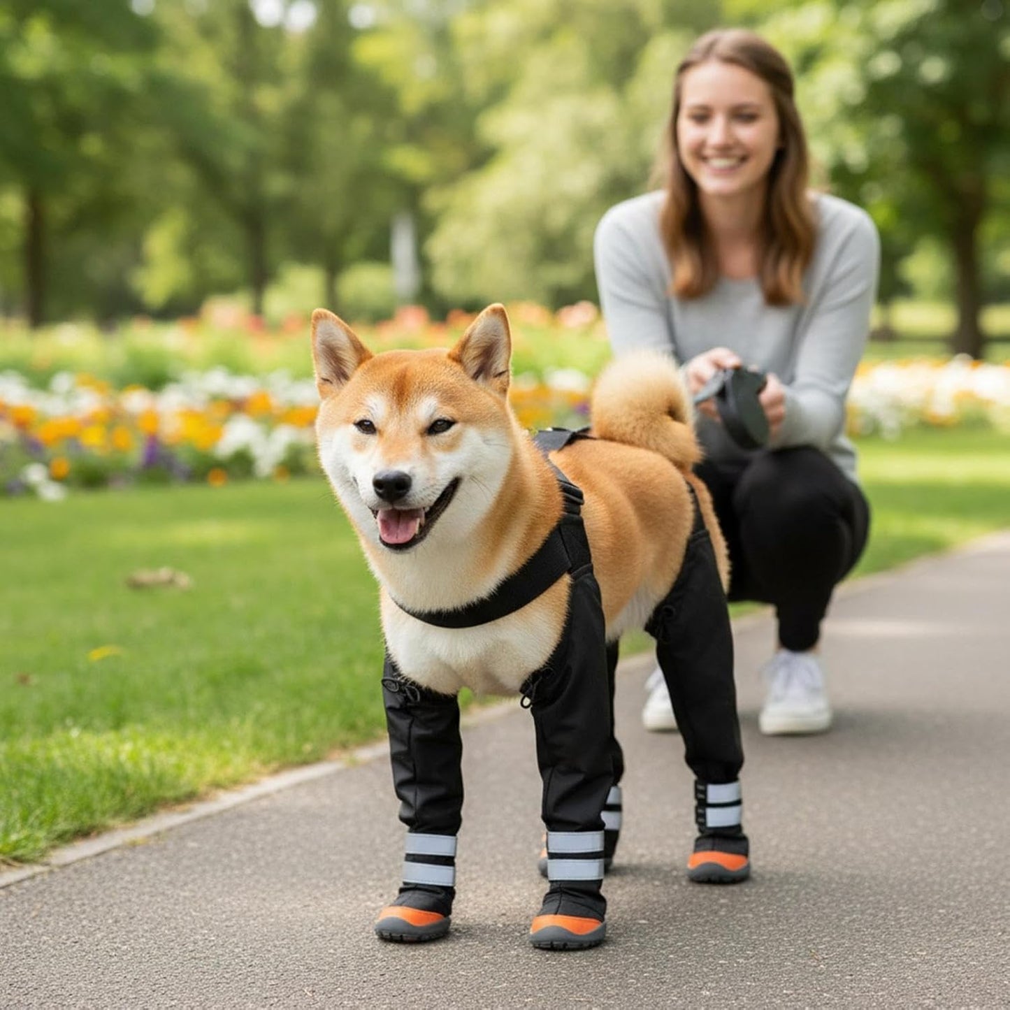 Puppy Dog Boots - Non-Slip Waterproof Footwear with Adjustable Straps | Durable Outdoor Winter Shoes with Reflective Safety Band for Cold Weather, Snow, Hiking, Walking, and Pet Adventures
