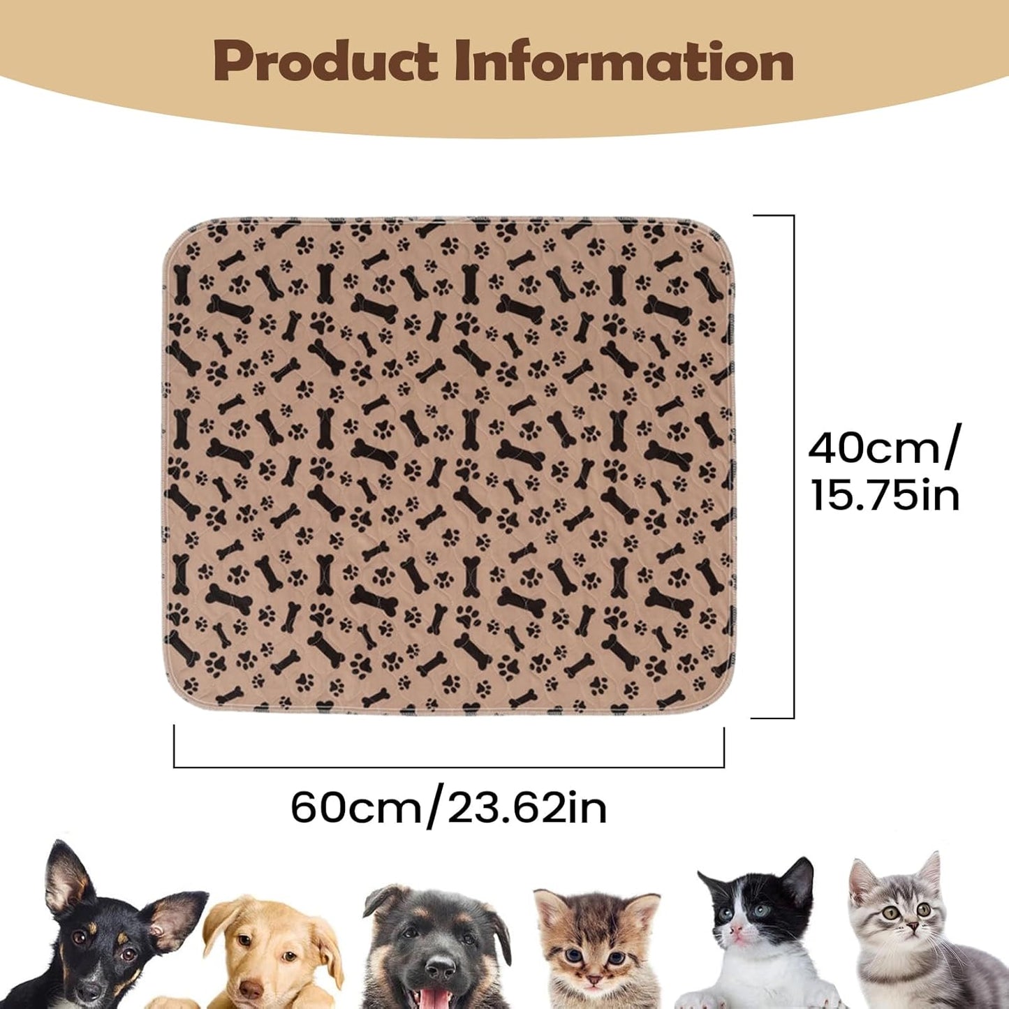 Pee Pads for Dogs – Absorbent Potty Training Mats for Indoor and Outdoor Use, Floor Protection for Puppies, Dogs, Cats, and Kittens with Quick Dry, Leakproof Design. 23.62 Inches.
