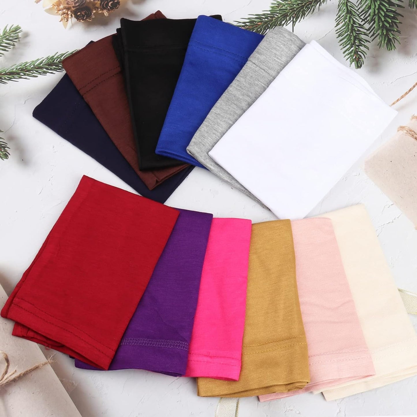 Messen 12 Pieces Under Scarf Hijab Cap for Turban Head Wraps Scarf Solid Color Hijab Tube Unisex Stretch Dreadlocks Tube
