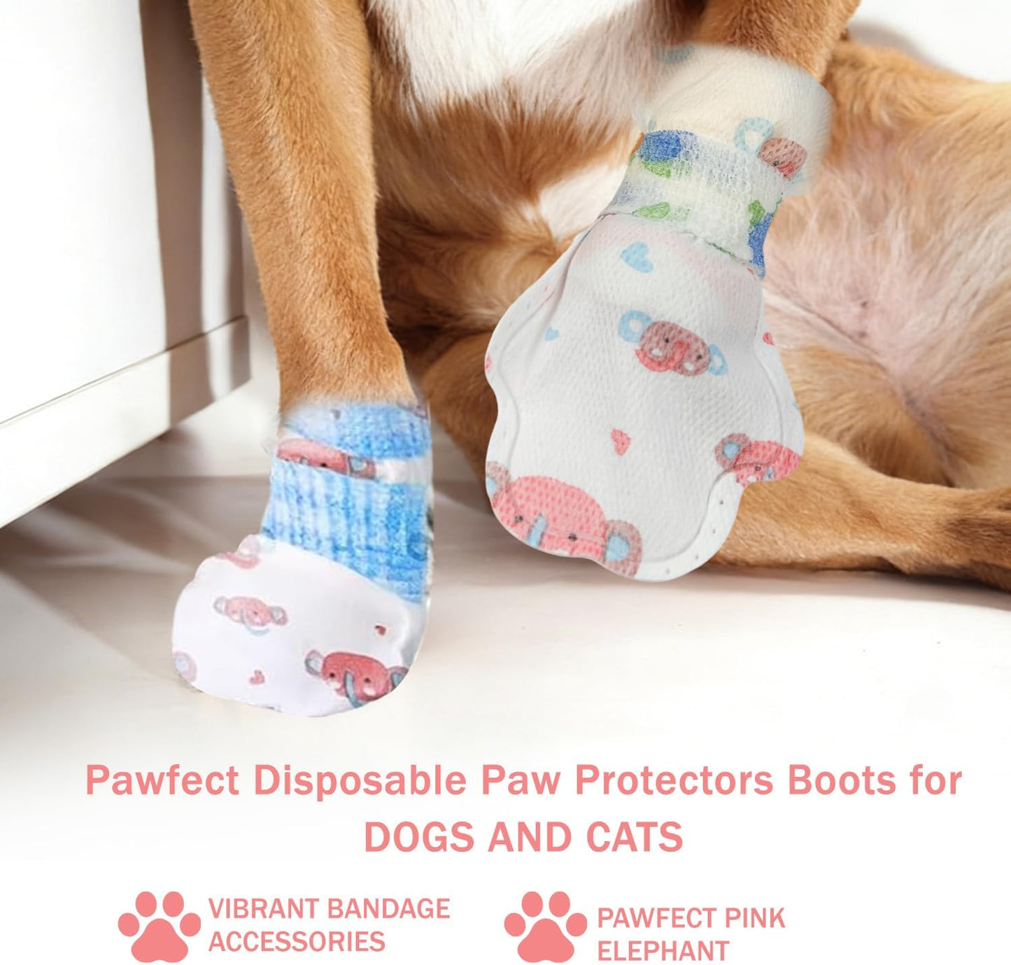 Disposable Dog Booties for Dog Cats,40Pcs Pet Booties Waterproof and Breathable with Adjustable Bandage,Paw Socks Protector for Small Medium Large Dogs,Disposable Dog Boots