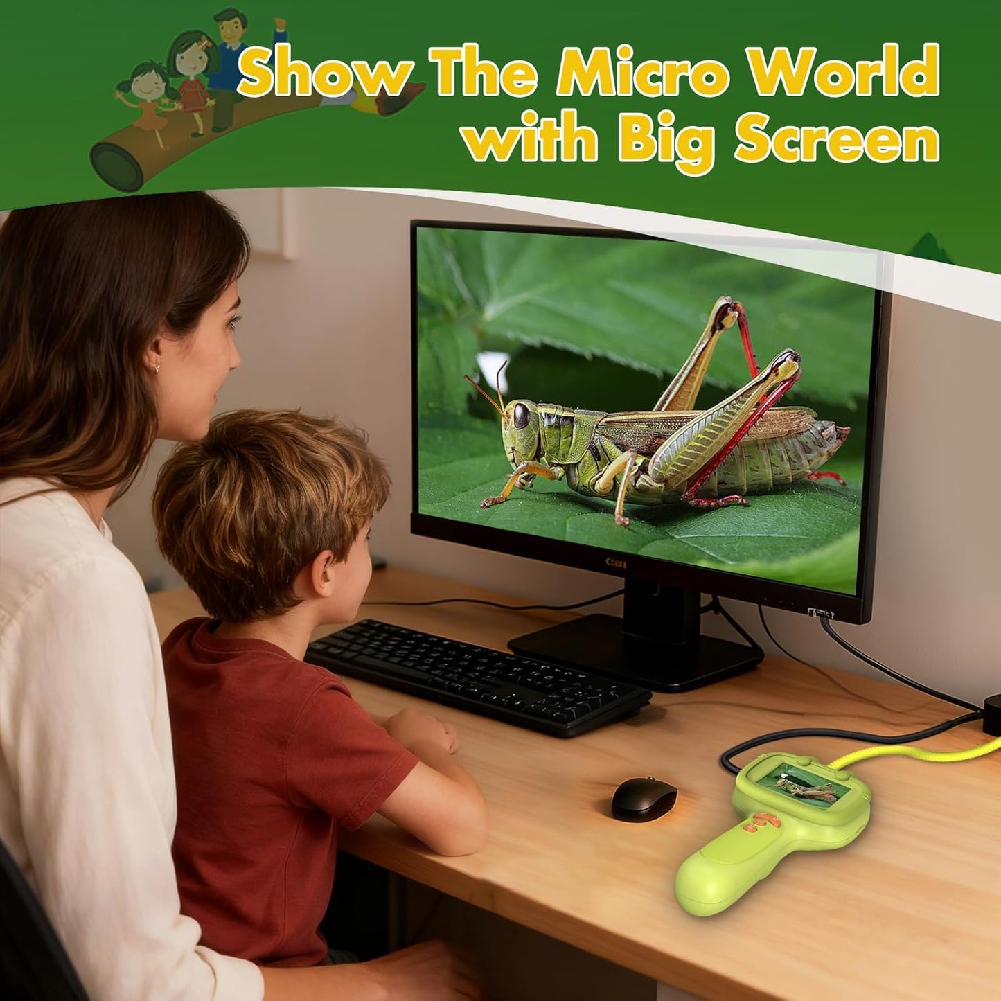 Daxiongmao Borescope Camera with Light for Kids | STEM Science Educational Toy for 3 4 5 6 7 8 Years Old Boys & Girls | Birthday Gift for Outdoor Adventures & Nature Discovery (Yellow)
