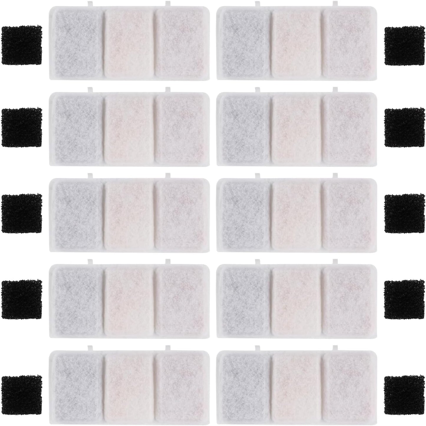 20pcs Pet Fountain Filters, Replacement Water Filter for Petory with 10 Pack Replacement Pre-Filter Sponge Pet Water Dispenser Filter Compatible with Petory 74oz