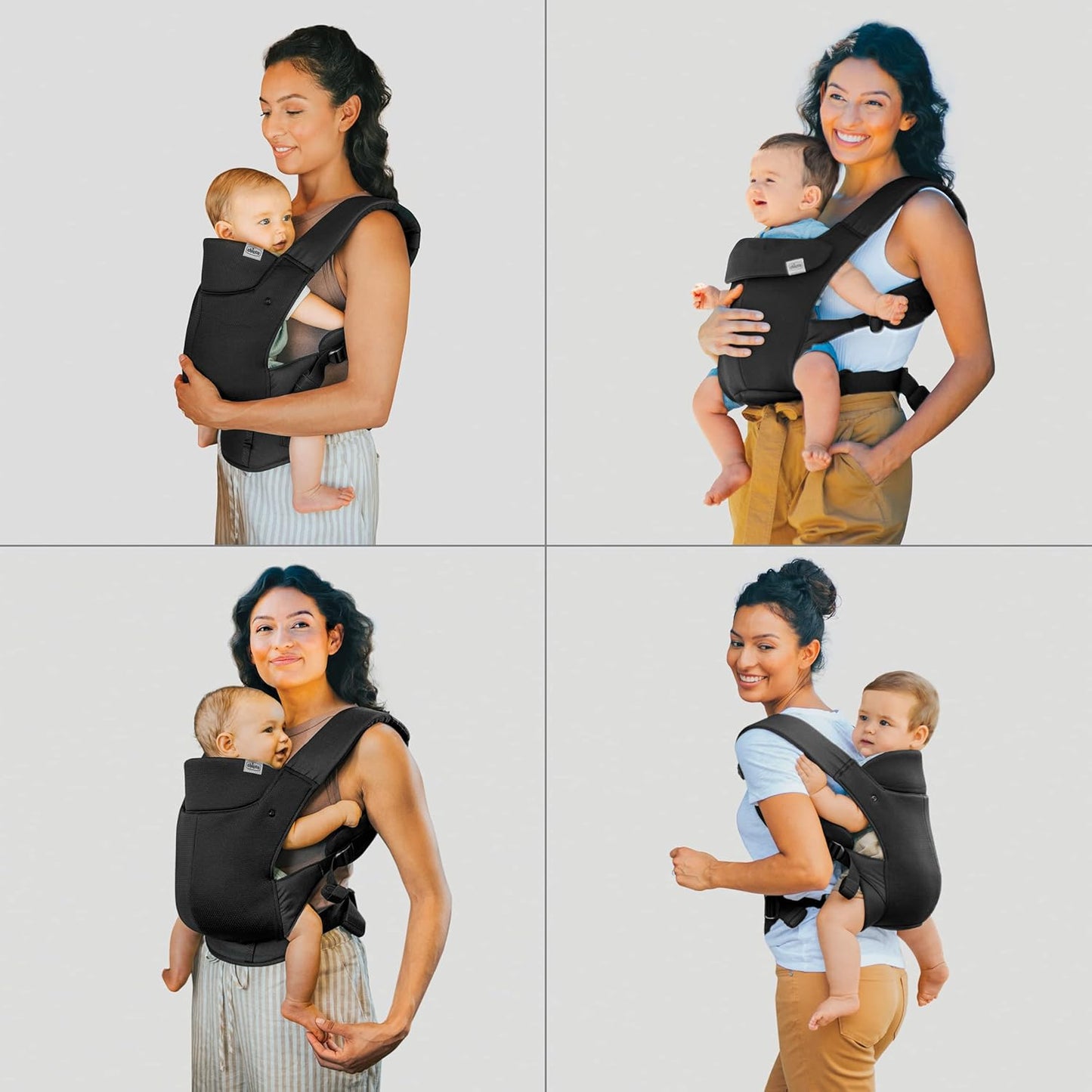 Chicco SnugSupport 4-in-1 Infant Carrier, Front and Back Carry Positions, Infant Backpack, Baby Carrier Newborn to Toddler, for Infants 7.5-33 lbs., Black/Black