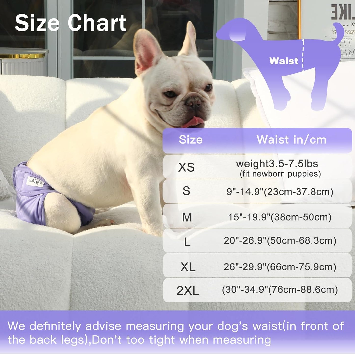 Female Dog Diapers for Small Dogs,4 Pack Reusable Washable Premium Puppy Diapers for Heat,Incontinence,Period Doggy Nappies,S