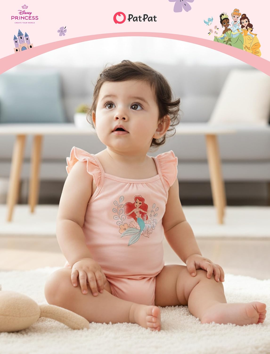 Disney Baby Girls Viscose Made from Bamboo 2 Packs Breathable Bodysuit with Ruffle Sleeves Romper Newborn to Infant
