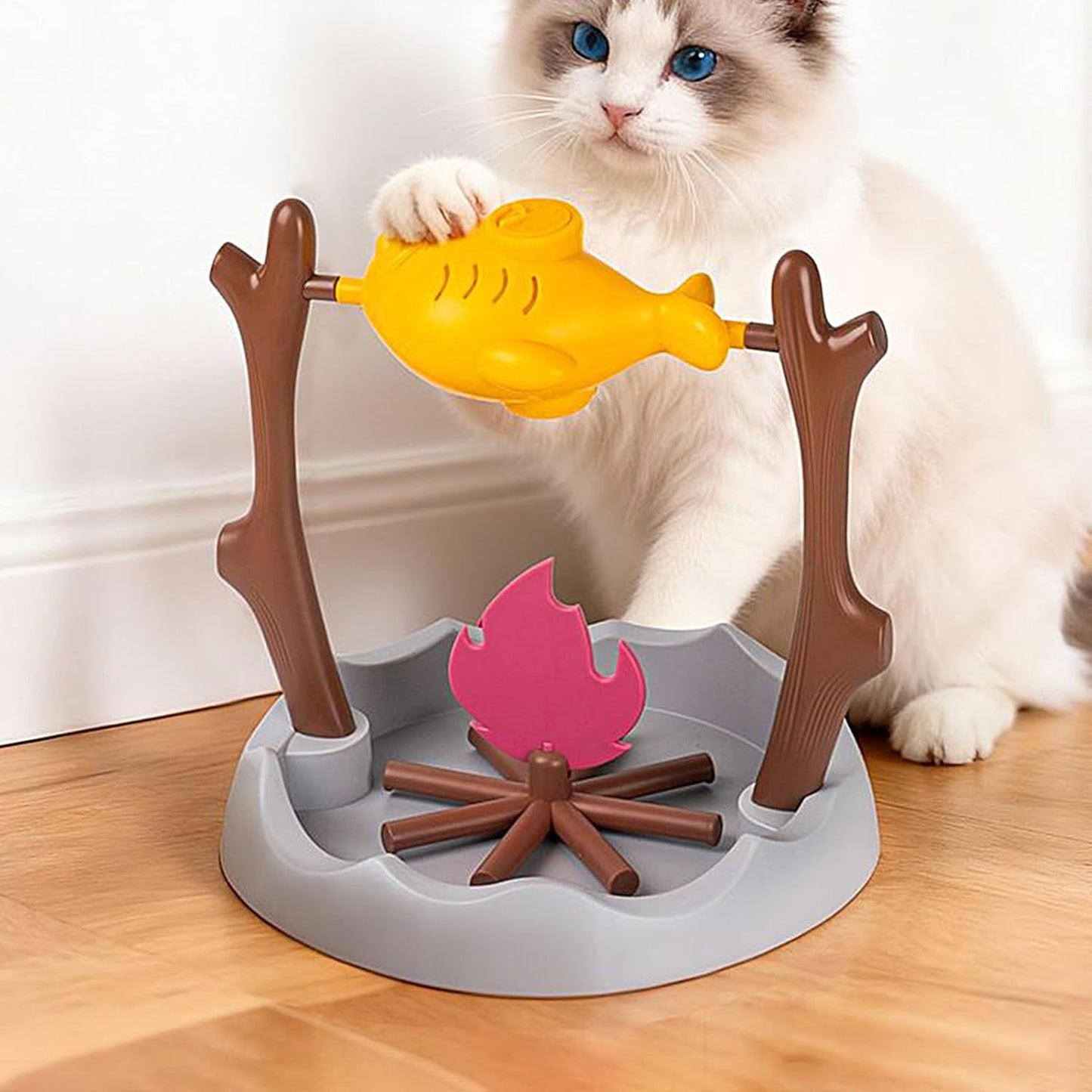 Cat Treat Dispenser Toy, Grilled Dry Food Dispenser, Interactive Cat Food Toy with Slow Feeding Function, Pet Play with Compact Design, Heat Resistant Metal Grid, Perfect Tool for Home