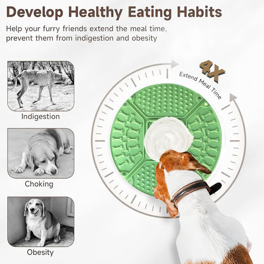 Pet Slow Feeder Bowl Mat, Food Grade Silicone Licking Pad, Foldable Design for Dogs and Cats, (Green)