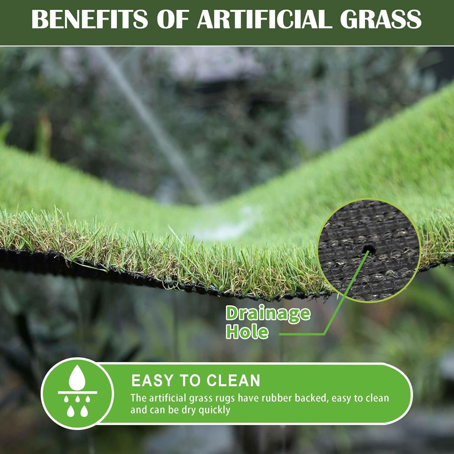 1.38" Artificial Grass Turf 4 x 6 FT, Dog Grass Pads Indoor Outdoor Garden Lawn Landscape Patio Turf Mat Thick Fake Faux Grass Rug Dog Pets Mat for Puppy Potty Training