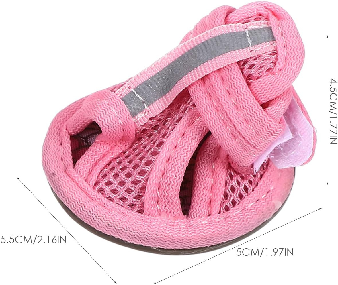 iplusmile Breathable Mesh Dog Sandals Small Size 3 Non Slip Lightweight Soft Rubber Sole Pet Shoes for Outdoor Hot Pavement Protection Summer Paw Covers for Small Dogs 4 Pack