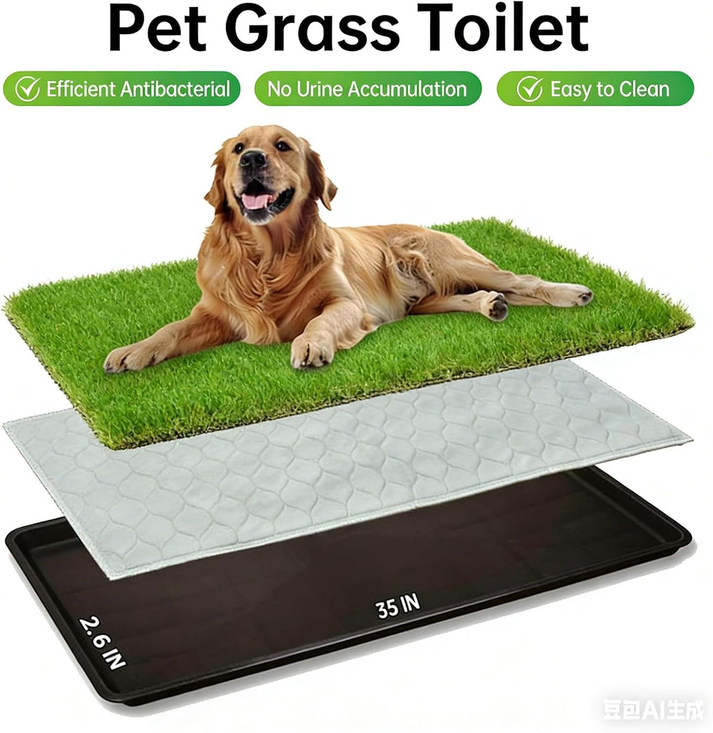 Artificial Grass Dog Pee Pad with Tray,Washable 3-Layer Puppy Training Pad for Indoor Use Training in Assorted Size Indoor Dog Toilet
